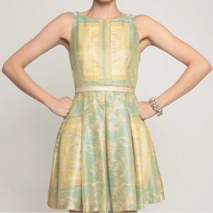 Eva Franco fit and flare Genesis dress in Lemon Green and Yellow Sleeveless